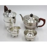 A four piece tea service with beaded borders. Condition report: No report available.
