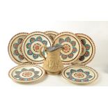 A set of seven Wedgwood creamware aesthetic movement plates, in the Chestnut pattern,
