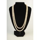 A remarkable double strand graduated necklace of 168 pearls,