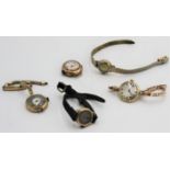 Two ladies 18ct gold cased wristwatches, one with expanding bracelet,