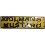 An enamel advertising sign 'Colman's Mustard', in blue on a yellow ground, 40.5 x 157cm.