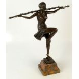 An Art Deco style bronze figure of a scantily clad lady, impressed signature Pierre le Faguays,