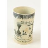A rare Swansea cylindrical black printed commemorative mug showing 'A New Puzzle of