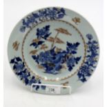 A Chinese porcelain blue and white plate, 18th century,