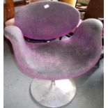 A Pierre Paulin for Artifort Tulip swivel armchair, purple upholstered and with disc base,