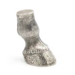 A Victorian silver novelty vesta case in the form of a horse's lower leg,