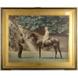 A Victorian colour tinted equestrian photograph, showing the racehorse 'Ladas' (1891-1914),