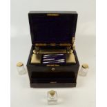 A mid Victorian coromandel toilet case with matte gold plated silver mounted fittings in a
