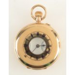 A 9ct. gold cased keyless half hunter pocket watch by J.W.