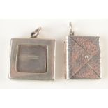 An Edwardian patent silver stamp case and a silver envelope stamp case.