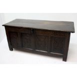 An oak coffer, 17th century,