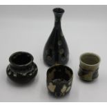 Two Japanese Unomi, a similar vase and a pot.