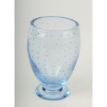 A Whitefriars blue glass vase, height 14.5cm.