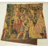 A machine tapestry panel, depicting wine making, 132 x 283cm,