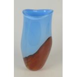 A Norman Stuart Clarke large blue and red vase, height 27.5cm.