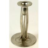 A Royal Selangor pewter candlestick, in the Art Nouveau style, height 23cm.