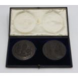 A pair of impressive Elkington bronze medallions 'To commemorate the Colonial & Indian reception at