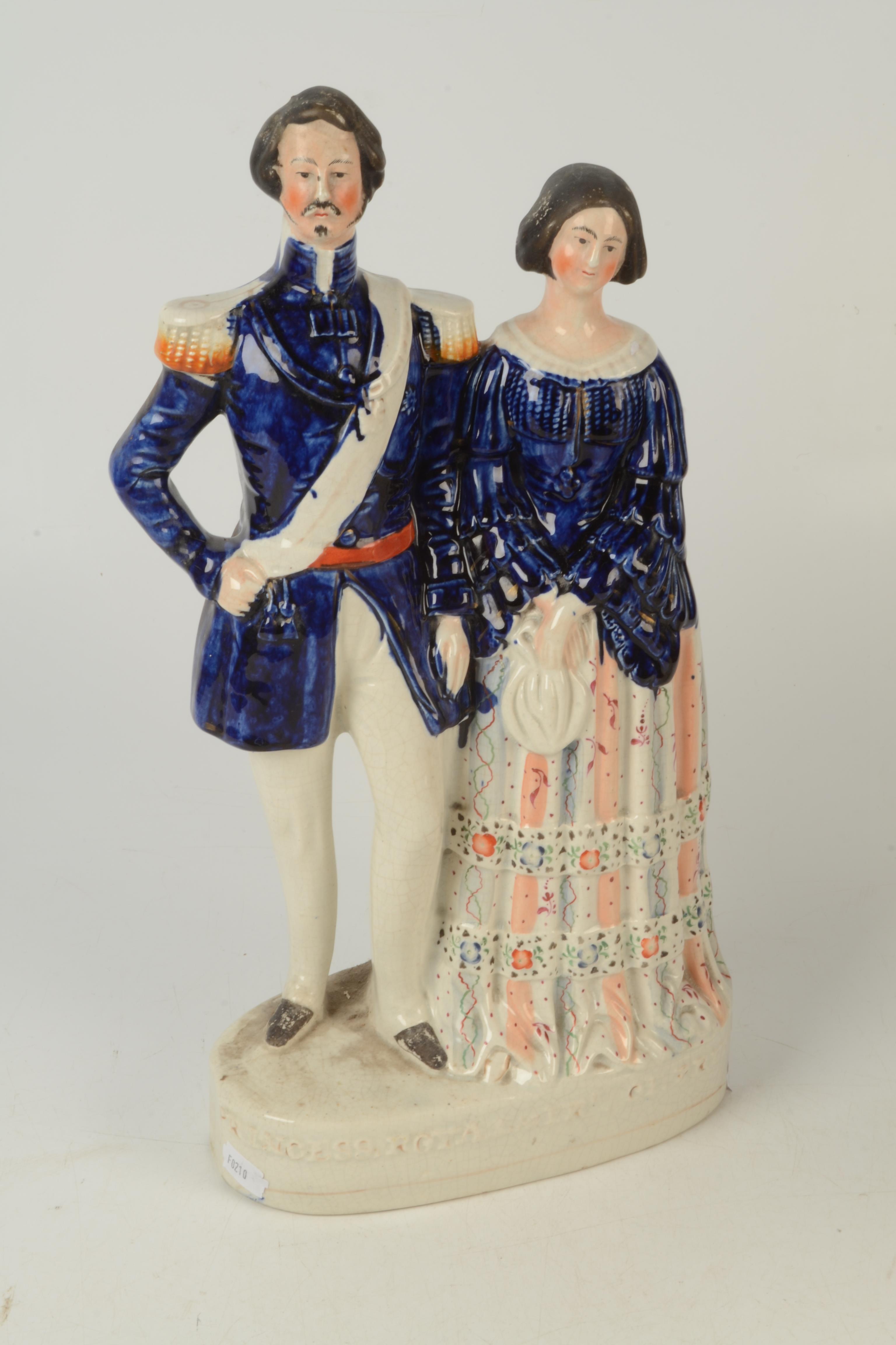 A Victorian Staffordshire large group Princess Royal and Frederick of Prussia, height 40.5 cm.