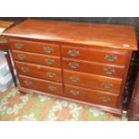 An American Ethan Allen solid cherry wood chest of drawers, with eight drawers, on bracket feet,