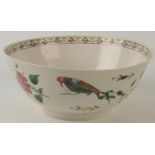A mid 18th century Staffordshire salt glaze stoneware polychrome enamelled bowl,