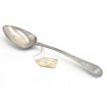 A bright cut silver Old English pattern table spoon by Richard Ferris, Exeter 1799.