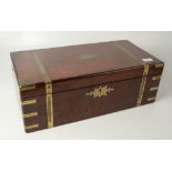 A Victorian mahogany brass bound writing slope, height 17.5cm, width 50.5cm, depth 25.8cm.