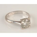 An 18ct. white gold solitaire diamond ring of approximately 1.5ct.