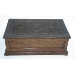 An Anglo-Indian Mysore sandalwood box, 19th century, the lid profusely carved with foliage,