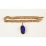 A 9ct gold rope twist necklace, 5g, together with a gold mounted lapis pendant.