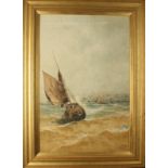Henri TEBBITT (1852-1926) Coastal Scene Watercolour Signed 75 x 49cm