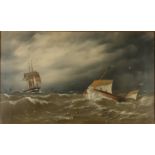 Henry E TOZER Pilot Lugger and Homeward Boundee in the Channel Oil on canvas Signed and dated