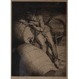 Gerald Maurice BURN (1862-1945) The Cellar Boy Etching Signed and inscribed 39.