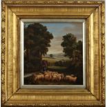 Shepherd in a landscape Oil on board 30 x 28cm