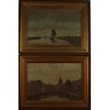 Hugo VAN SCHAIK (1872-1946) Dutch Canal Landscapes A pair of oils on canvas Each signed 35 x 50cm