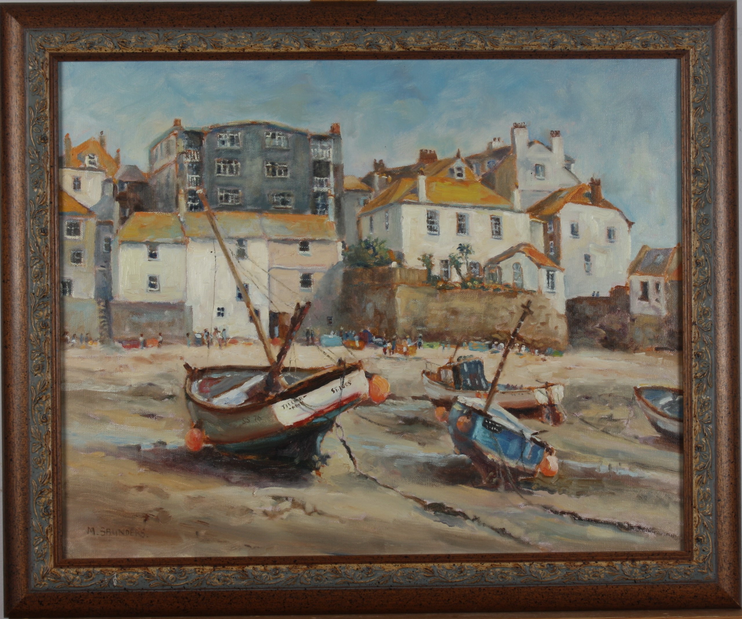 Michelle SAUNDERS (1963) Low tide at St Ives Harbour Oil on canvas 40 x 50cm - Image 2 of 2