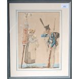 Carle VERNET (1758-1836) La Marchande de Coco and La Tour de Barbe d'un Charbonnier Watercolours A