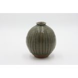 Katharine PLEYDELL-BOUVERIE (1895-1985) Celadon glazed ribbed squat vase height 13.