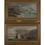 Victorian School A pair of coastal oils on canvas One signed and dated 1890,