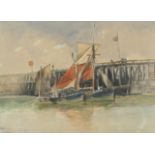 Thomas Bush HARDY (1842-1897) Boulogne Harbour Watercolour Signed and inscribed 22 x 30cm