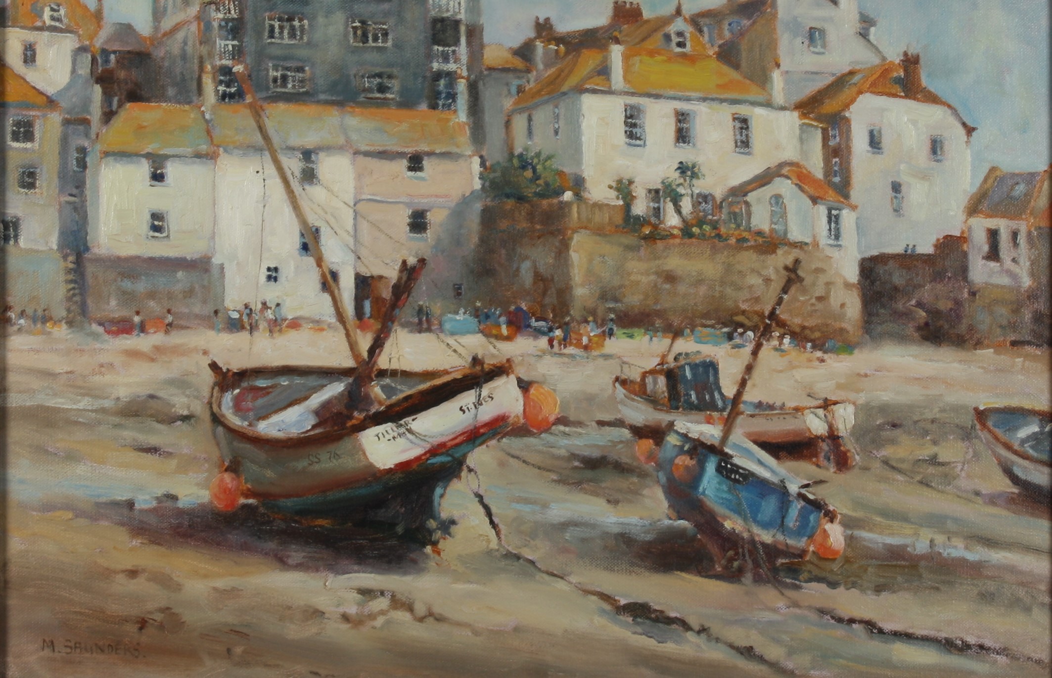 Michelle SAUNDERS (1963) Low tide at St Ives Harbour Oil on canvas 40 x 50cm