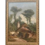 William WILLIAMS OF PLYMOUTH (1808-1895) The Bothy Oil on board Signed Dated '1850' 38 x 27 cm