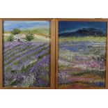 Minou STEINER (1940) Lavender Fields Oil on Board Two works,