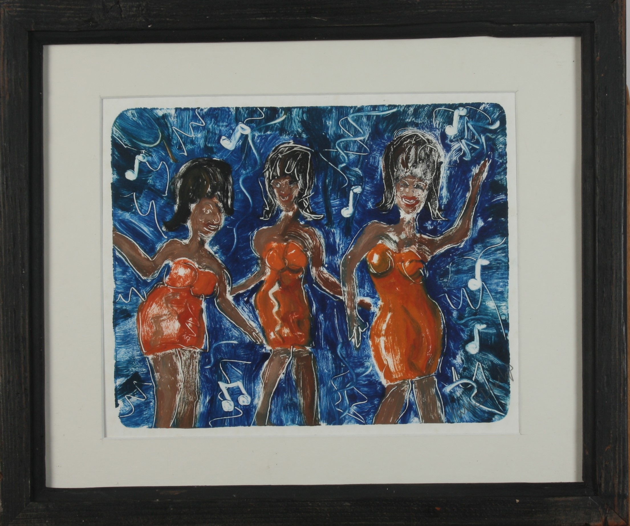 Ian DUNLOP (1945) Motown Gals Oil on paper Signed Further signed and inscribed to the back 26. - Image 2 of 2