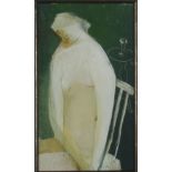Ed HOSKING Seated Figure Oil on board Signed 30 x 18cm