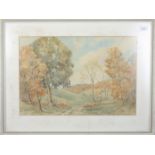 FRANK HARVEY Early morning in the Halliloo Valley Watercolour Signed 37 x 55.5cm.