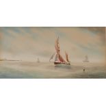 Garman MORRIS Marine scenes Watercolours Signed A pair 24 x 49cm