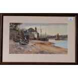 Warren WILLIAMS Estuary River Folk Watercolour Signed 23.5 x 44.