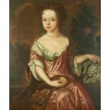 Follower of Sir Peter LELY (1618-1680) Portrait of a girl Oil on canvas lined 18th century carved