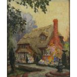 Guy LIPSCOMBE (1881-1952) Thatched Cottage Oil on board Signed 37 x 30cm