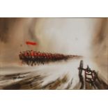 John BAMPFIELD (1947) The Hussars Charging Oil on canvas Signed 50 x 76cm